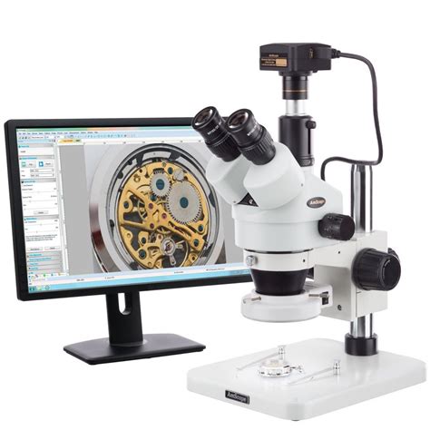 AmScope 3.5X-90X Surface Inspection 144-LED Zoom Stereo Microscope + 1 ...