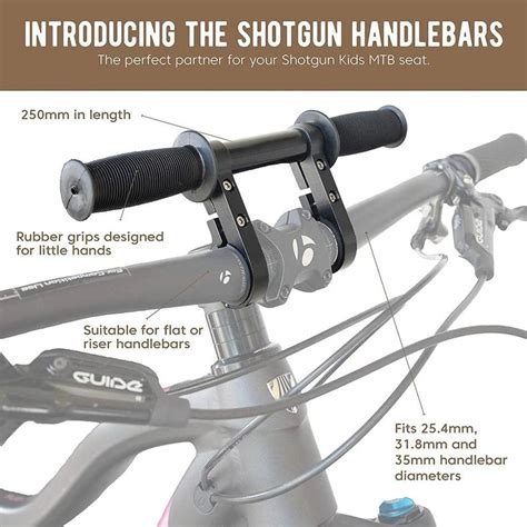 Kids Handlebar with grips for MTB or Rd bicycle, Complements shotgun ...