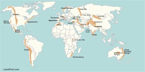 World Map Of Mountains