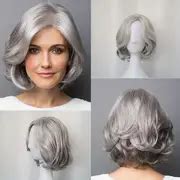 Silvery White Body Wave Hair Wigs Side Part Short Curly Hair - Temu