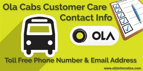 Ola Cabs Customer Care Contact Information, Toll Free Phone Number ...