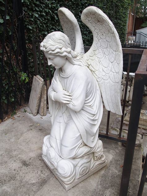 Large Kneeling Angel Statue in Carved Marble at 1stdibs