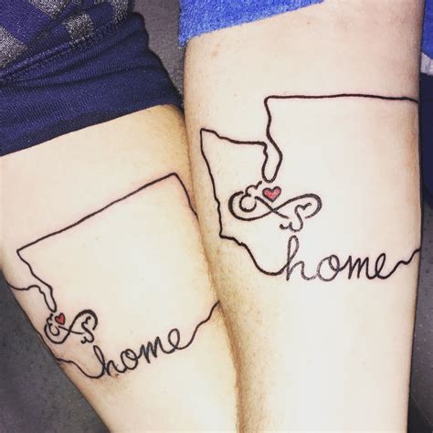 Washington State tattoos #coupletattoos #pnw #homeiswheretheheartis