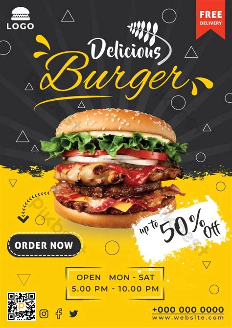 Printready Delious Burger Sale Flyer Design Template | AI Free Download - Pikbest