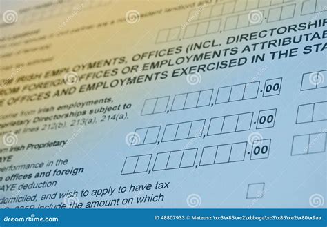 Irish Tax Form. Personal Income Tax Form. Stock Image - Image of office ...