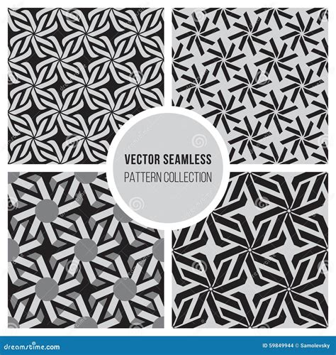 Vector Seamless BW Pattern Collection Stock Vector - Illustration of ...