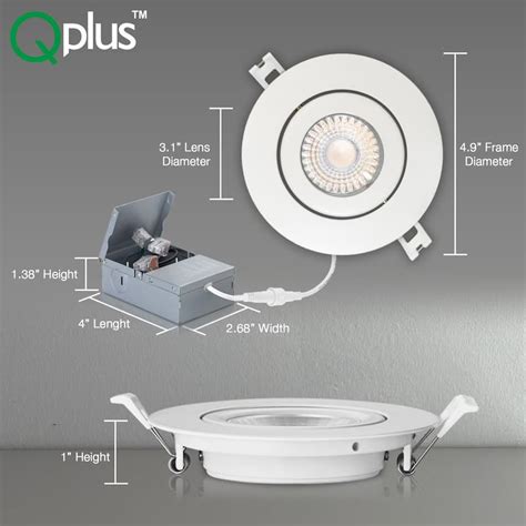 QPLUS 4 Inch Adjustable Eyeball Gimbal LED Recessed Light Canless, 10W ...