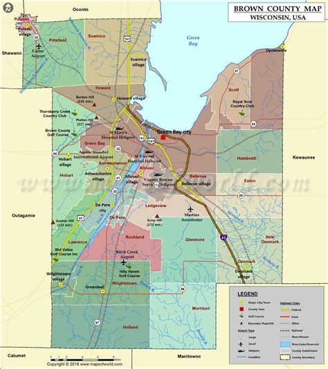 Brown County Wi Map - Cities And Towns Map