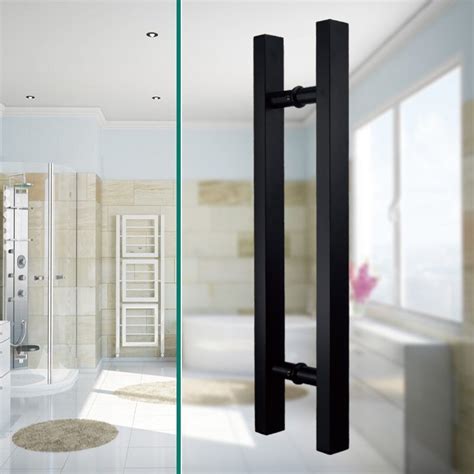 304 stainless steel square matte black glass door handle