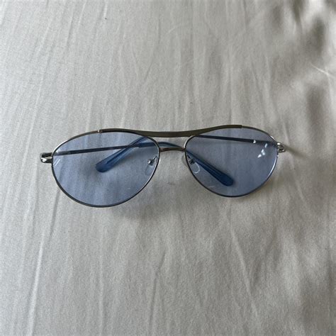 Vintage blue tinted silver sunglasses - Depop