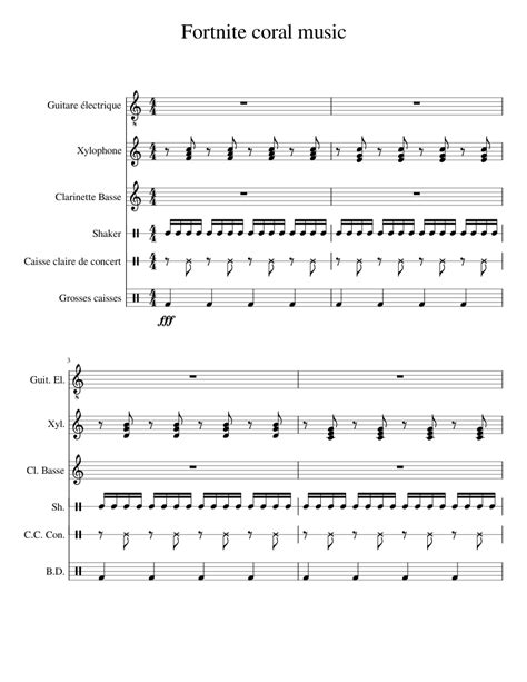 Coral Chorus-Fortnite Sheet music for Clarinet bass, Snare drum, Guitar, Bass drum & more ...