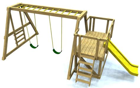 Free plans: 4x6 DIY swing set plan with monkey bars, ladders and slide Wooden Swing Set Plans ...