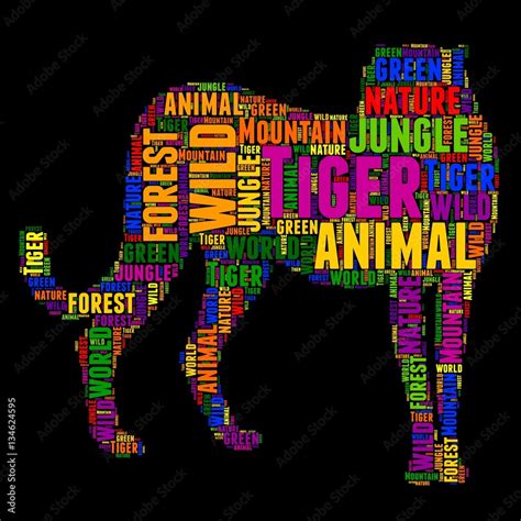 Tiger Typography word cloud colorful Vector illustration Stock Vector ...