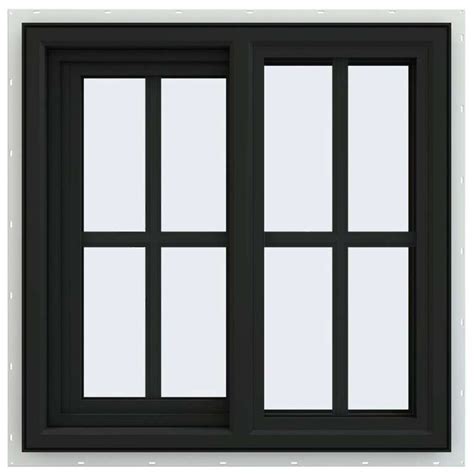 24x24 Bronze Color Vinyl Sliding Window With Colonial Grids Grilles ...