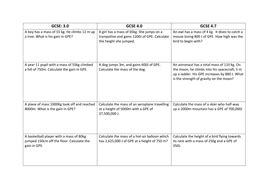 Gravitational Potential Energy GPE Calculations | Teaching Resources