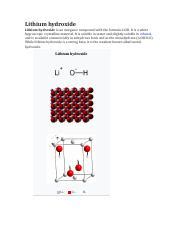 Lithium hydroxide.pdf - Lithium hydroxide Lithium hydroxide is an inorganic compound with the ...