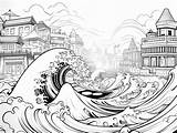 Tsunami Coloring Page For Kids  Free Printable pages sketch template