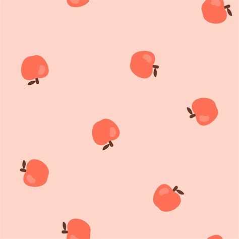 Premium Vector | Pink seamless pattern with cute red apples