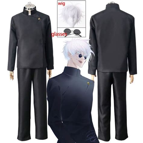 Anime Jujutsu Kaisen Gojo Satoru Cosplay Costume Glasses High School Uniform Wig Suit Halloween ...