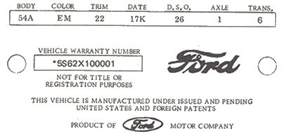 1966 Ford vin number decoder