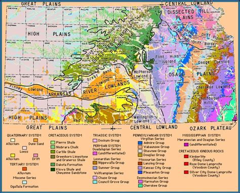 Kansas overlay (topographic regions and geology/strata) | Geology, Overlays, Region