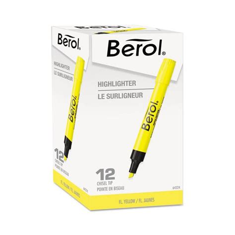 Berol 4009 Chisel Tip Highlighter, Chisel Tip, Fluorescent Yellow, Dozen - Ezzee Store