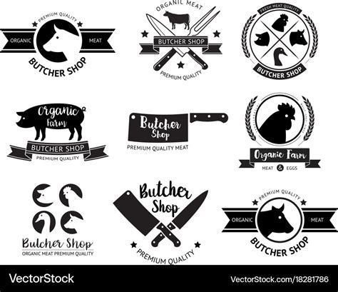 Butcher shop logo and label Royalty Free Vector Image