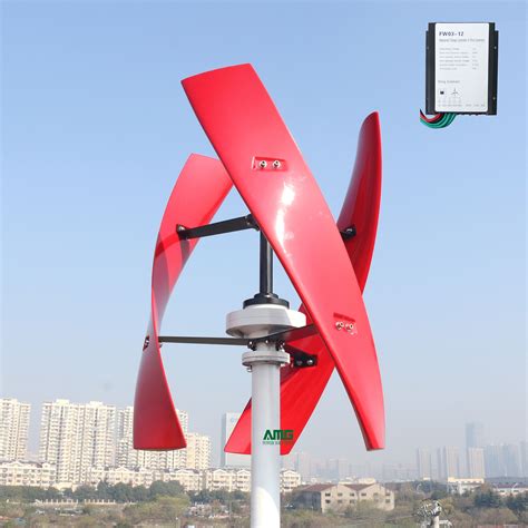 600W 24V Spiral Wind Turbine Generator Red/White VAWT Vertical Axis ...