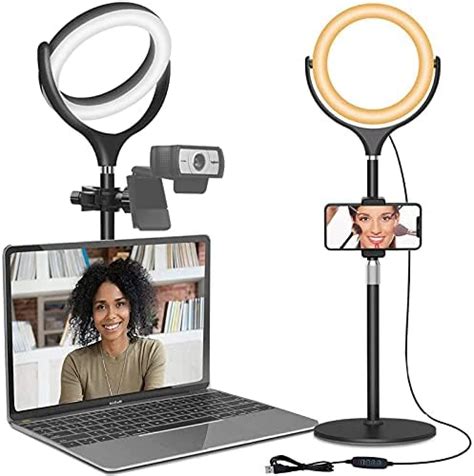 Computer Ring Light For Video Conferencing Lighting - Desk Zoom Light For Laptop With Stand ...