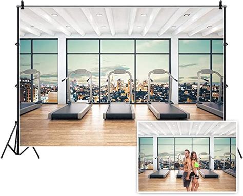 Amazon.com : Eainb Modern Interior Gym Interior Backdrop Gym Treadmills Backdrops Sports Club ...