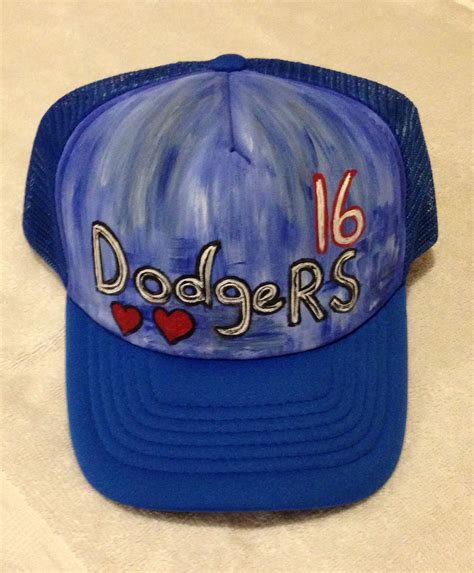 Customized for a new customer Dodger Trucker hand painted snapback ...