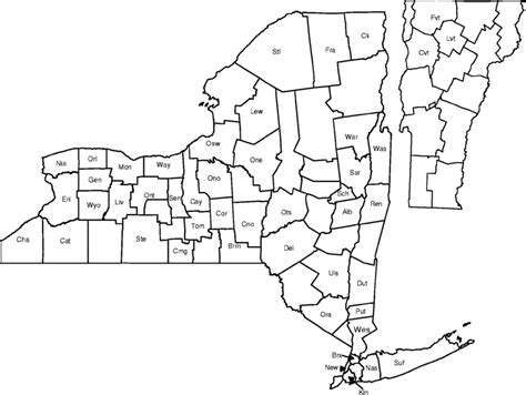 Map of New York and Vermont counties where Salmonella isolates were ...