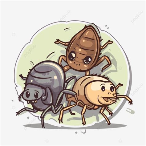 Cartoon Characters Of Bed Bugs And Their Enemies Vector, Fleas, Sticker, Cartoon PNG and Vector ...