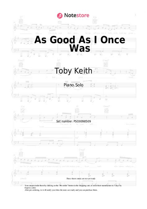 As Good As I Once Was piano sheet music Toby Keith in Note-Store.com | Piano.Solo SKU PSO0098509