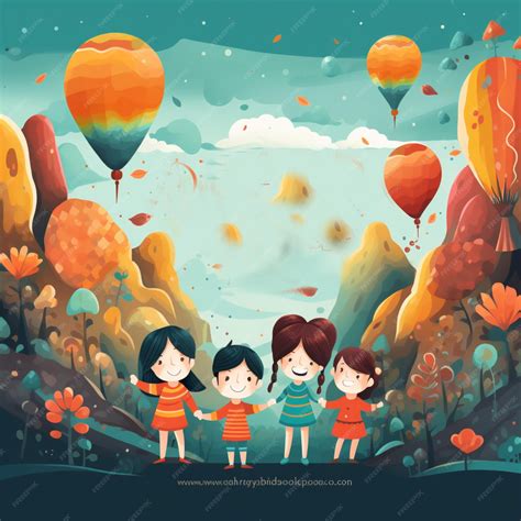 Premium AI Image | Children's day colorful illustration with cute ...