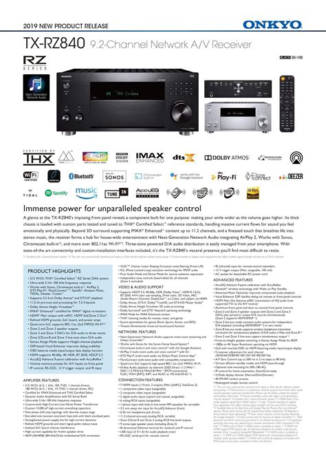 Onkyo TX-RZ840 AV Receiver, Audio, Soundbars, Speakers & Amplifiers on ...