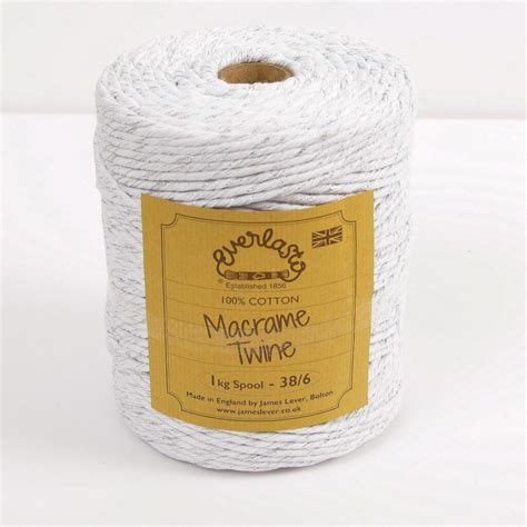 38/6 (4mm) Snow White Silver Sparkle Macrame Twine 0.5Kg/1Kg Spool ...