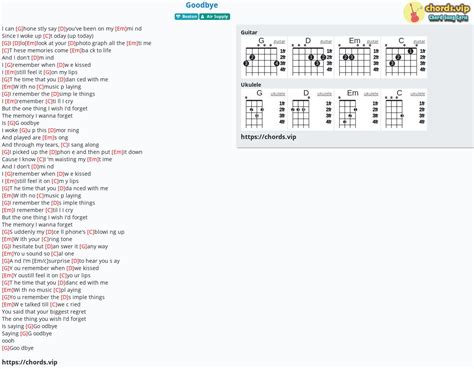 Chord: Goodbye - tab, song lyric, sheet, guitar, ukulele | chords.vip
