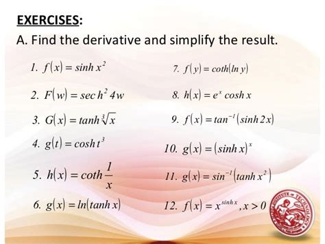 Lesson 3 derivative of hyperbolic functions