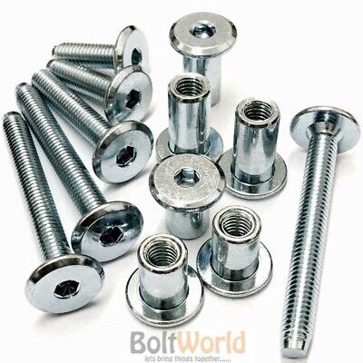 SHOP FITTINGS M6 FURNITURE JOINT CONNECTOR BOLT & CAP NUT M4 ALLEN KEY HEAD Building & Hardware ...