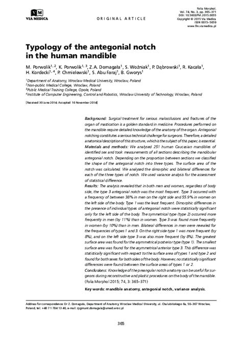 (PDF) Typology of the antegonial notch in the human mandible | Bohdan Gworys - Academia.edu