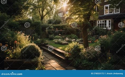 English Country House,a North London Garden, Illustration, Generative ...