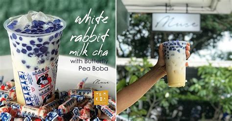 This cafe in Malaysia is selling 'White Rabbit' Bubble Milk Tea with Butterfly Pea pearls in it ...