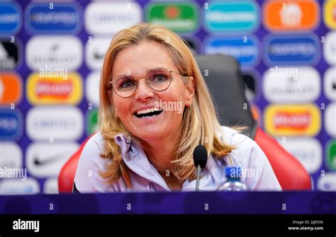 England head coach Sarina Wiegman during a press conference at Bramall ...