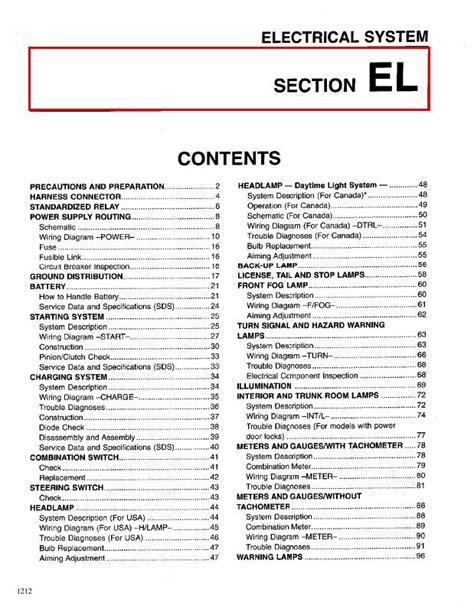 1999 Nissan Sentra Electrical System (Section EL) PDF Manual (252 Pages)