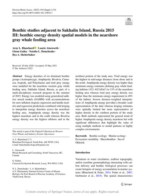 (PDF) Benthic studies adjacent to Sakhalin Island, Russia 2015 III: benthic energy density ...