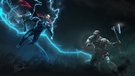 2048x1152 Thor Vs Kratos Art 2048x1152 Resolution HD 4k Wallpapers ...