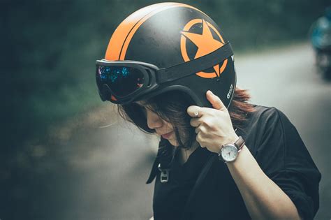 woman biker helmet