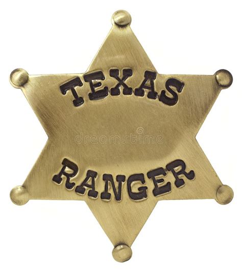 Texas Ranger Badge. A gold Texas Ranger badge isolated on white with a ...