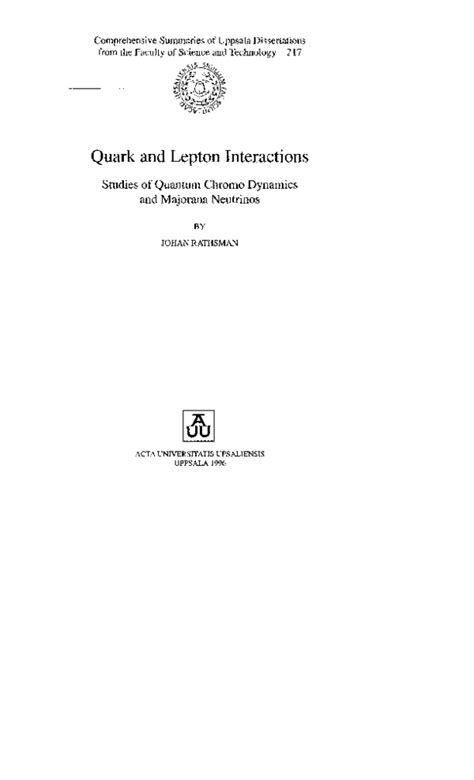 (PDF) Quark and Lepton Interactions Studies of Quantum Chromo Dynamics and Majorana Neutrinos ...